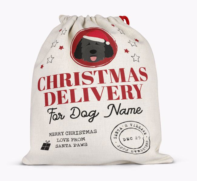 Personalized 'Christmas Delivery for {dogsName}' Santa Sack